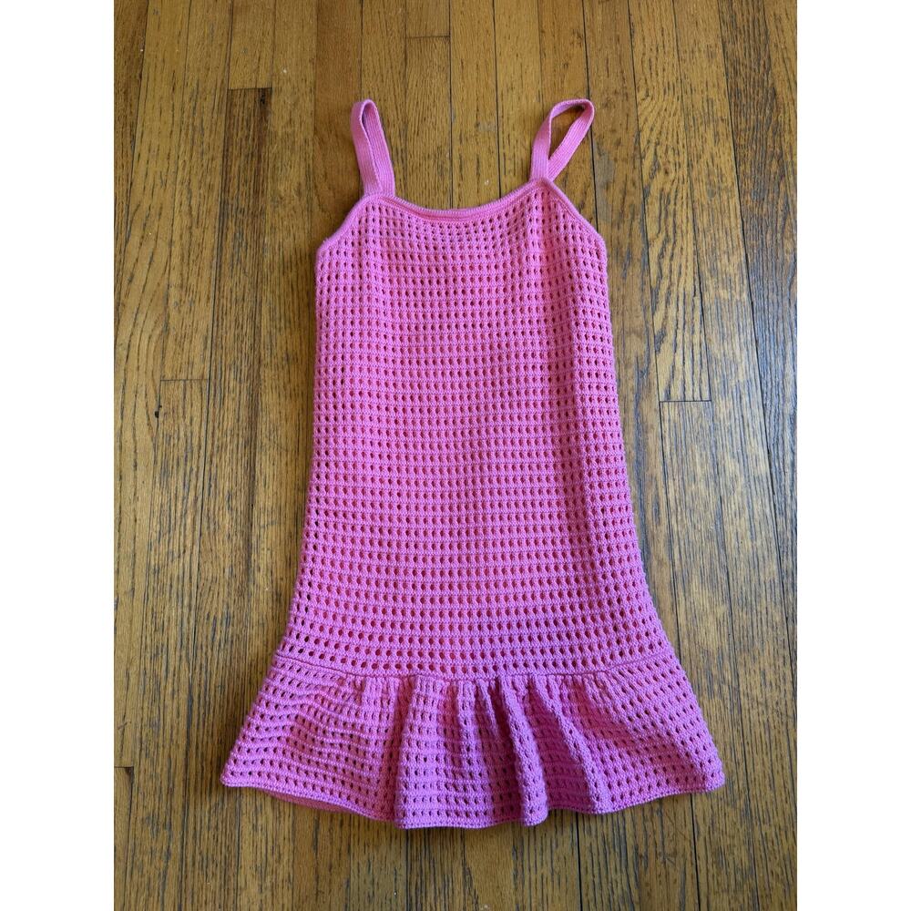 Design History Girls Dress Girls Large Cherry Pink Crochet Lined Ruffle SBZ9304